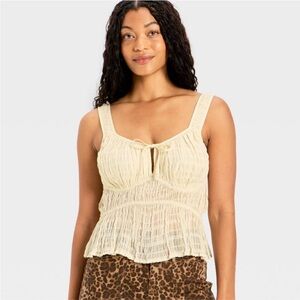 FUTURE COLLECTIVE Women's Gathered Corset Top  Color Cream Size S